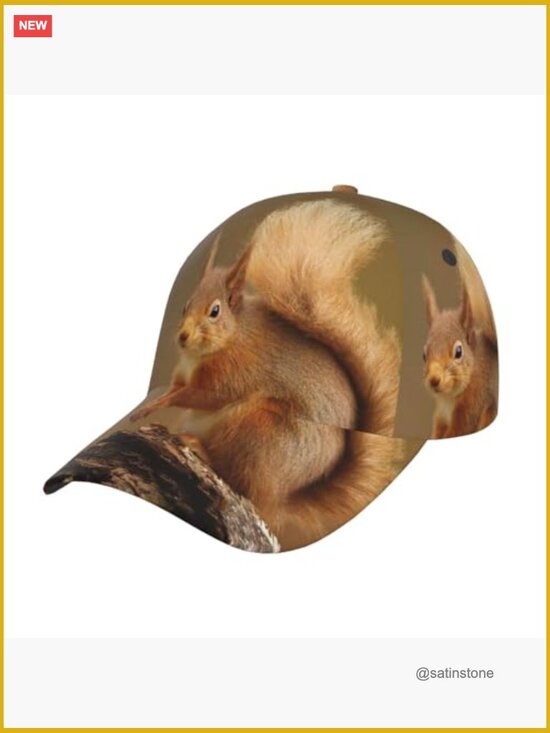 Squirrel Animal Snapback Cap Baseball Hat Adjustable Sun Hat